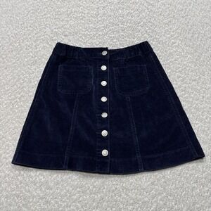 Brandy Melville Skirt Womens Small Navy Blue Corduroy Button Front Pockets Mini